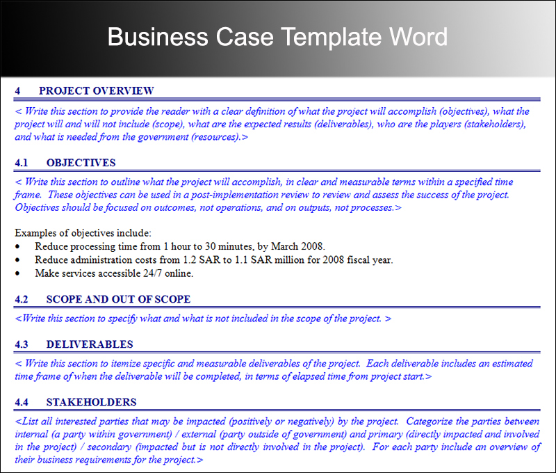 Business case template