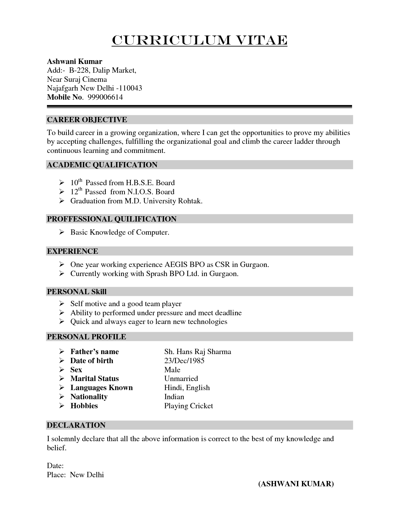 CV Example Fotolip