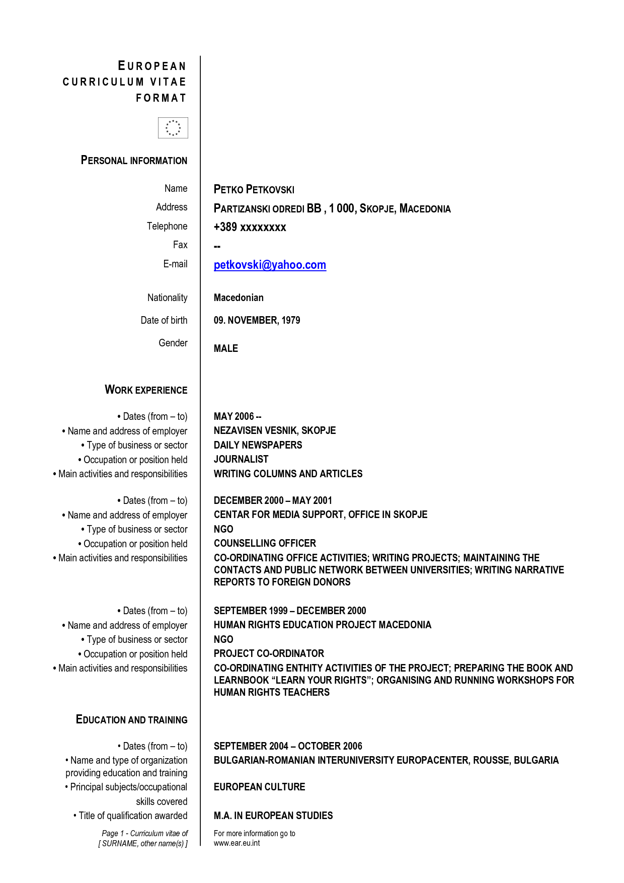 Curriculum Vitae Format 7