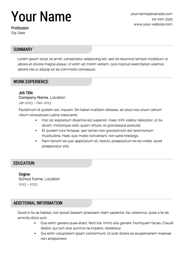 Free Printable Resume Templates Online