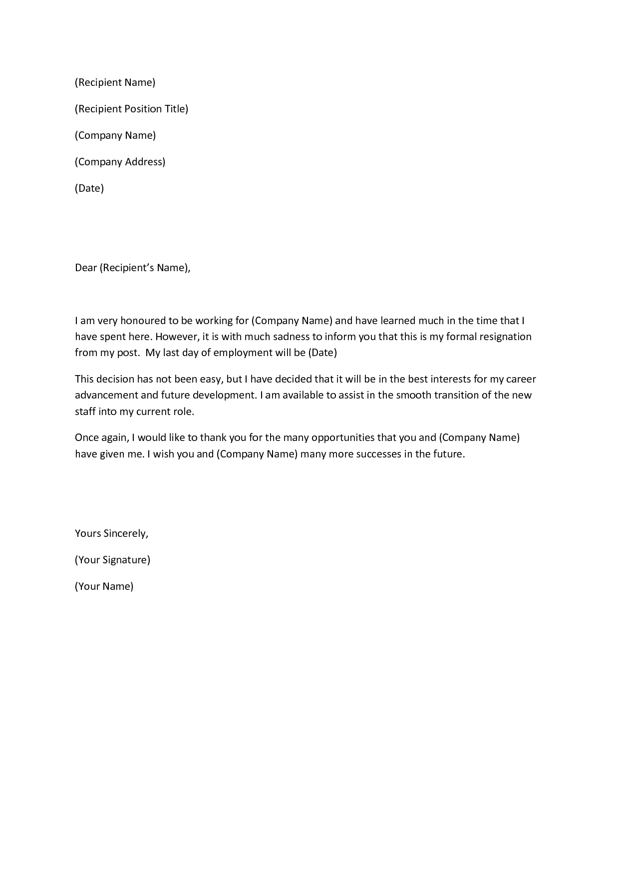 Sample Heartfelt Resignation Letter from www.fotolip.com