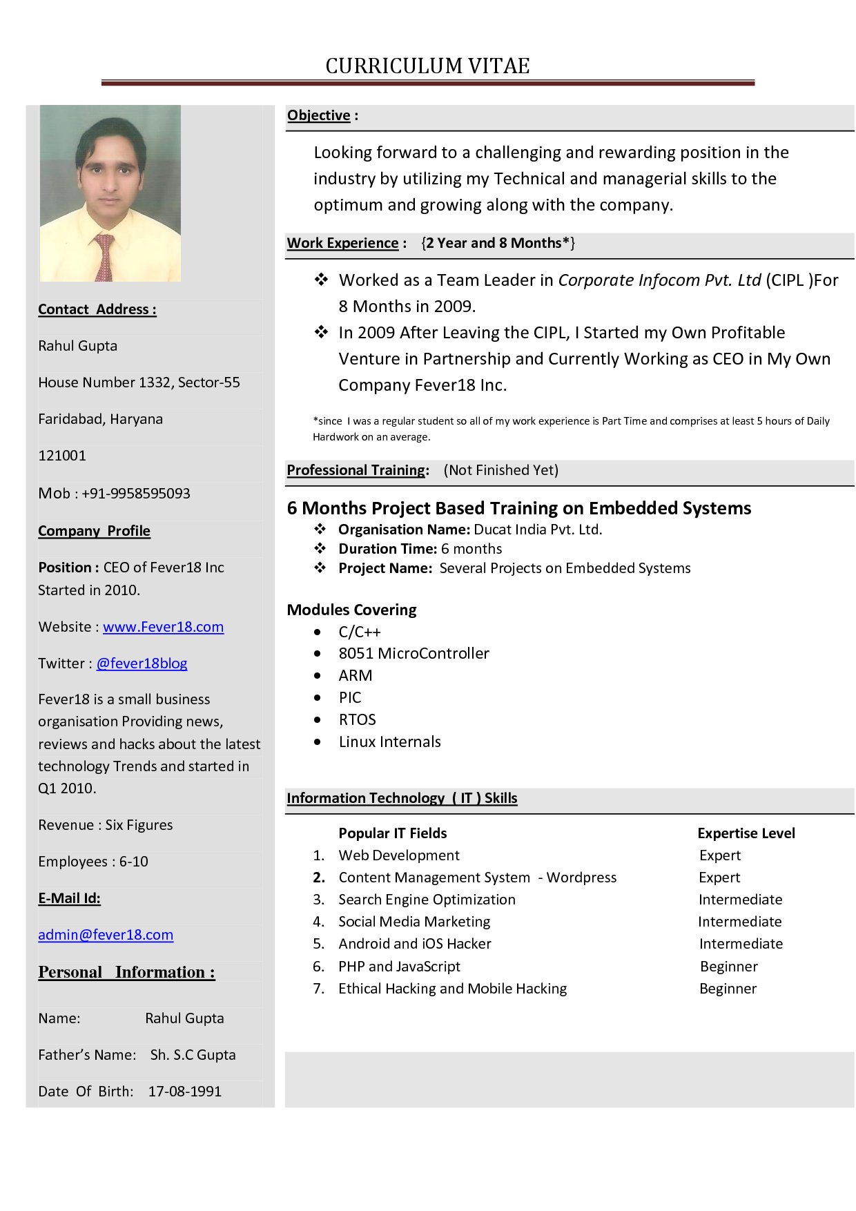 Making a basic resume