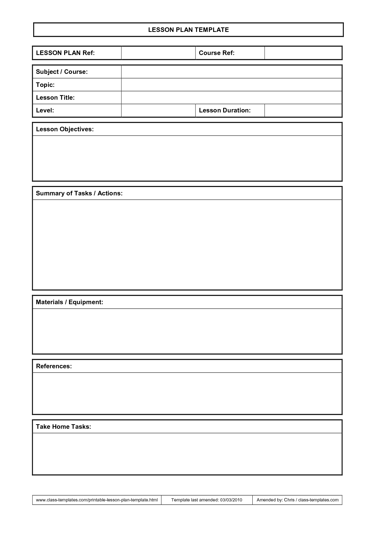 Lesson Plan Format Word