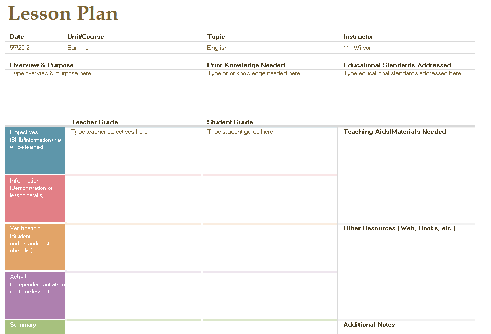 Lesson Plan Template Rich image and wallpaper