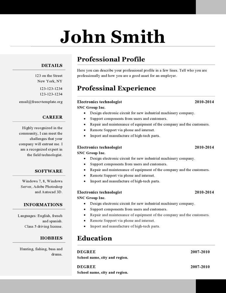 open office resume template