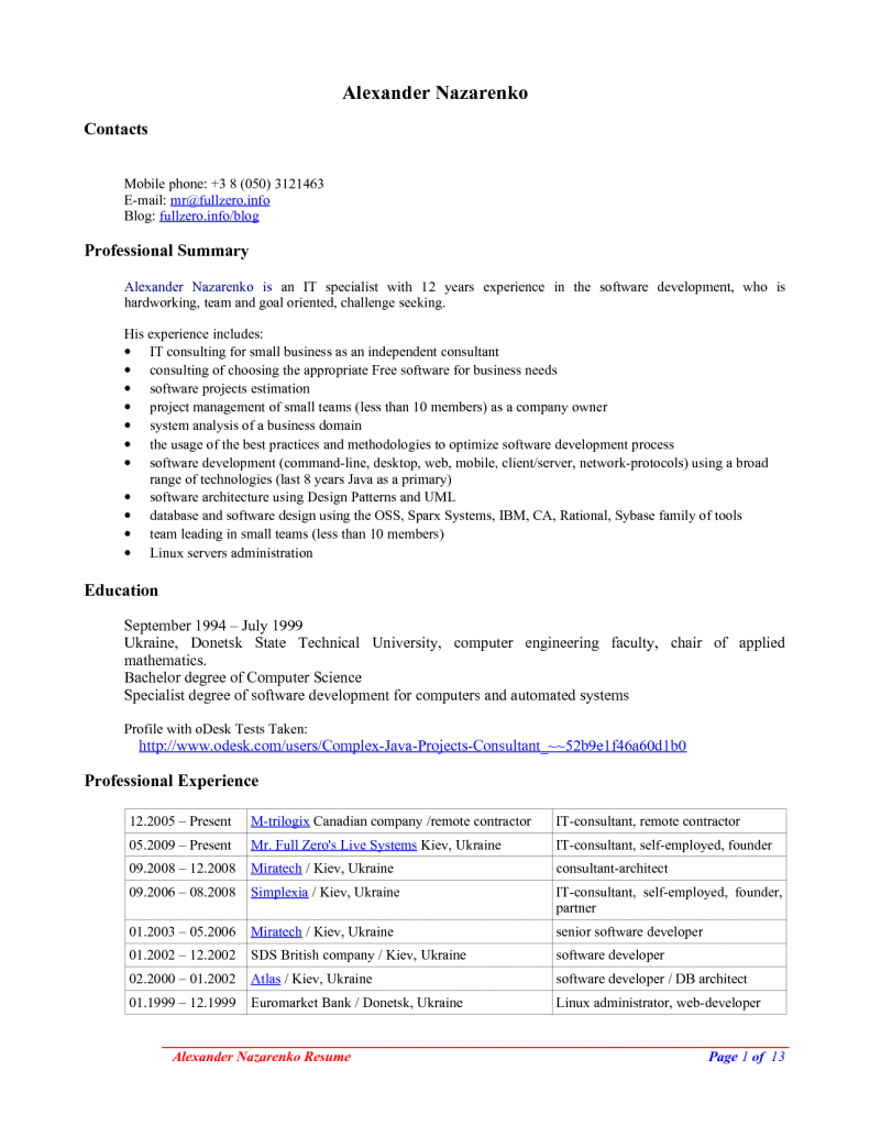 open office resume template