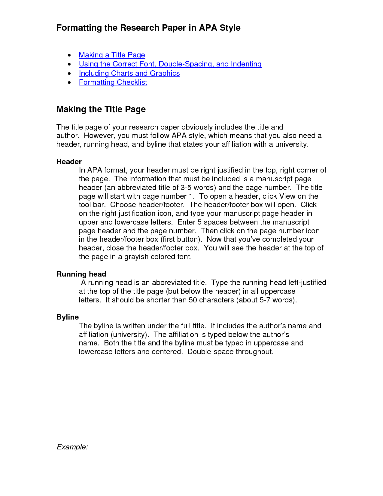 Standard apa essay/report format