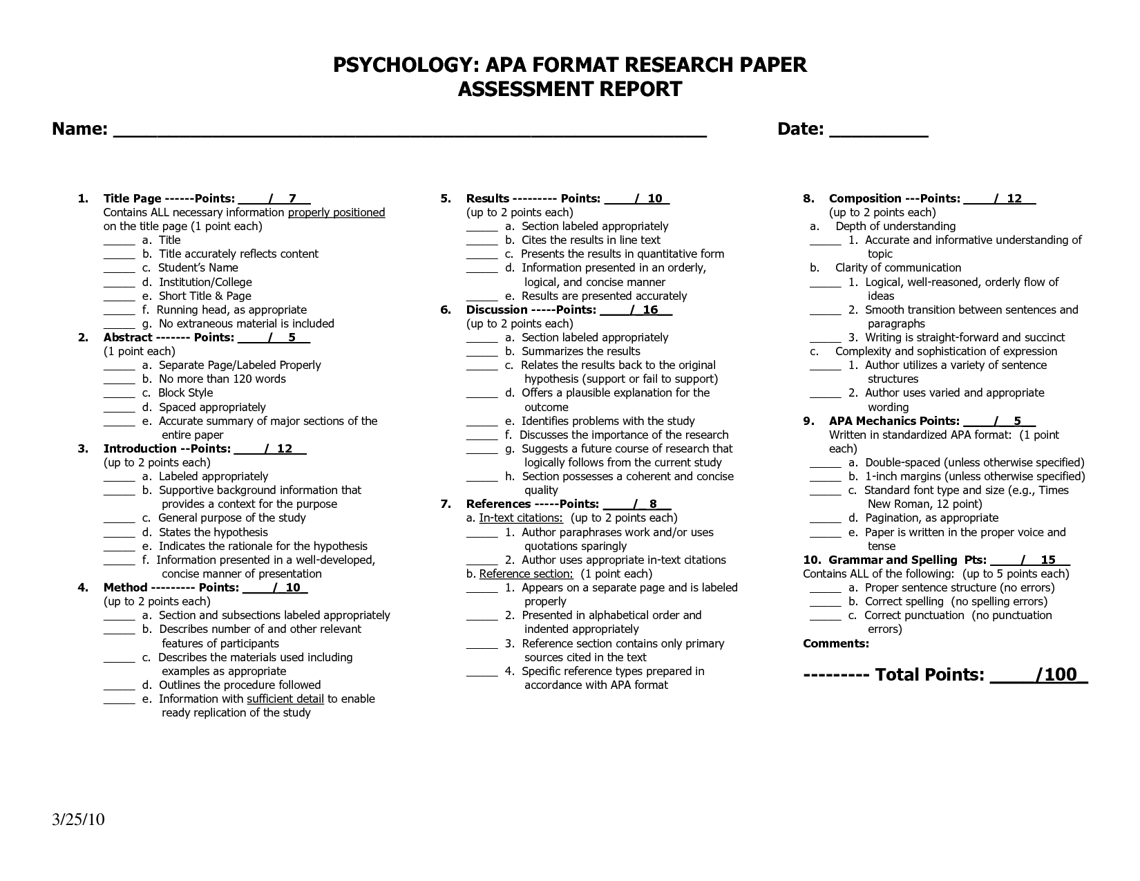 Dissertation example apa