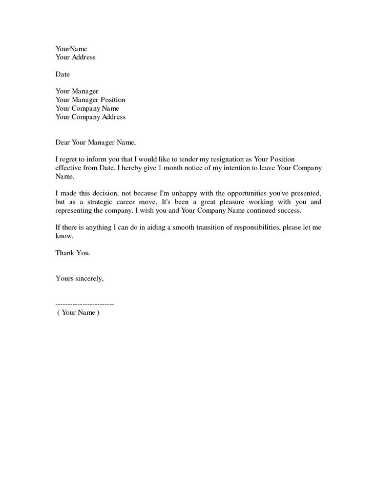 Free Sample Letter Of Resignation Template