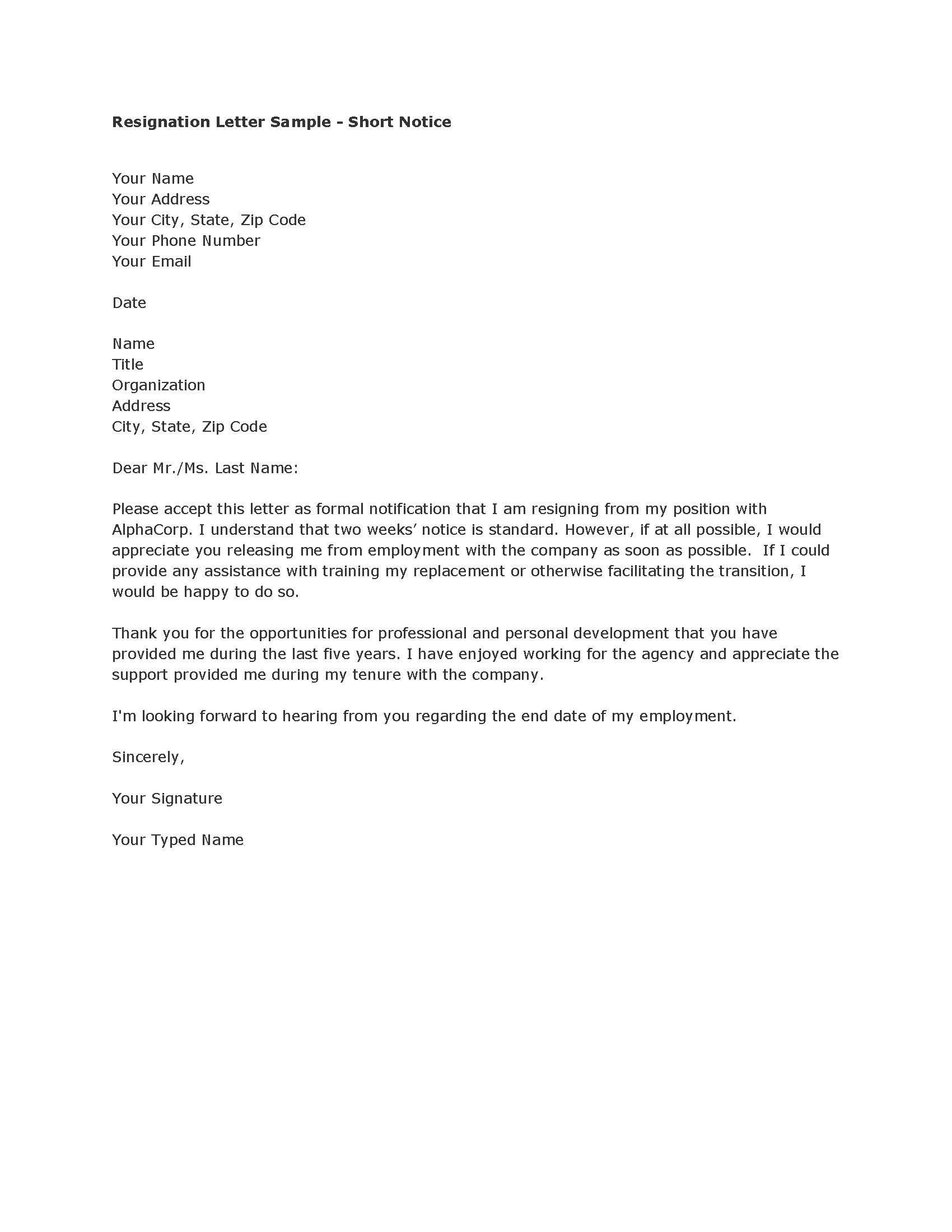 Resignation Letter Template Rich Image And Wallpaper