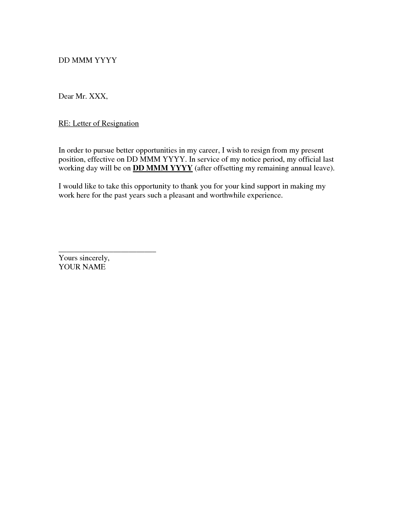 Resignation Letter Template Rich Image And Wallpaper