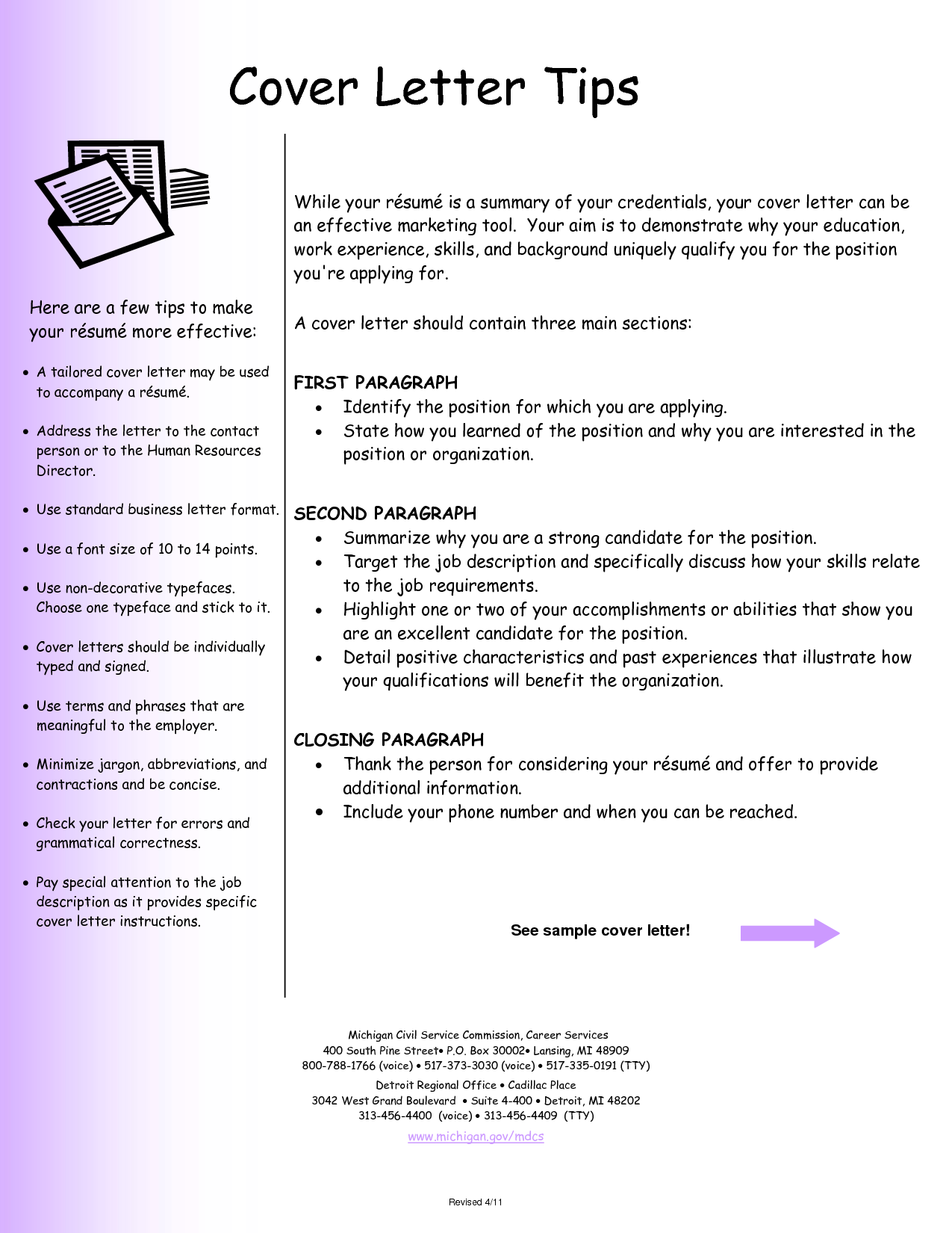 Cv cover letter format sample