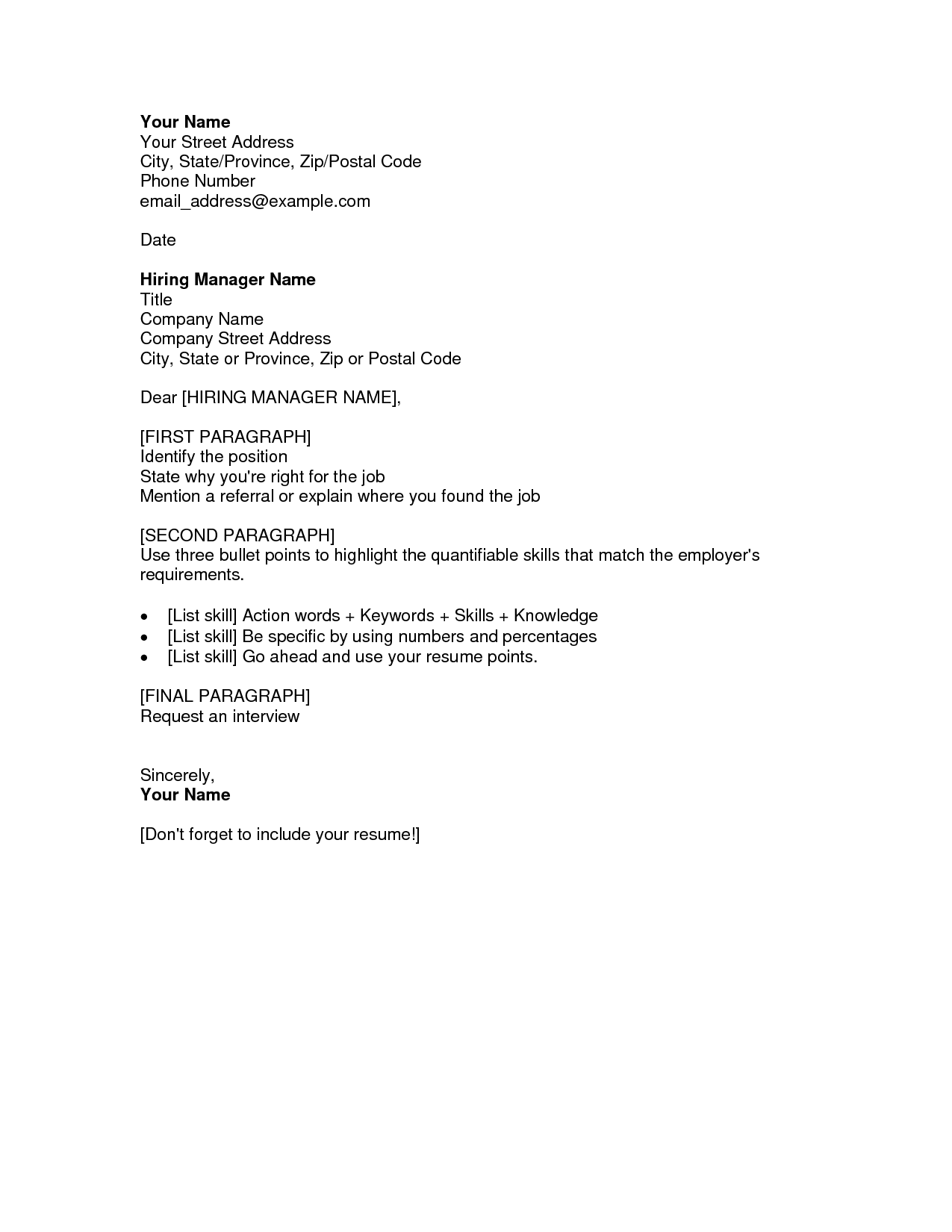 Cover letter for resume
