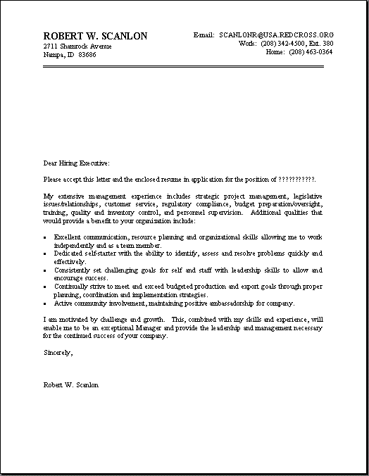 Resume cover letter format template