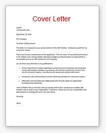 Cover letter format for resume