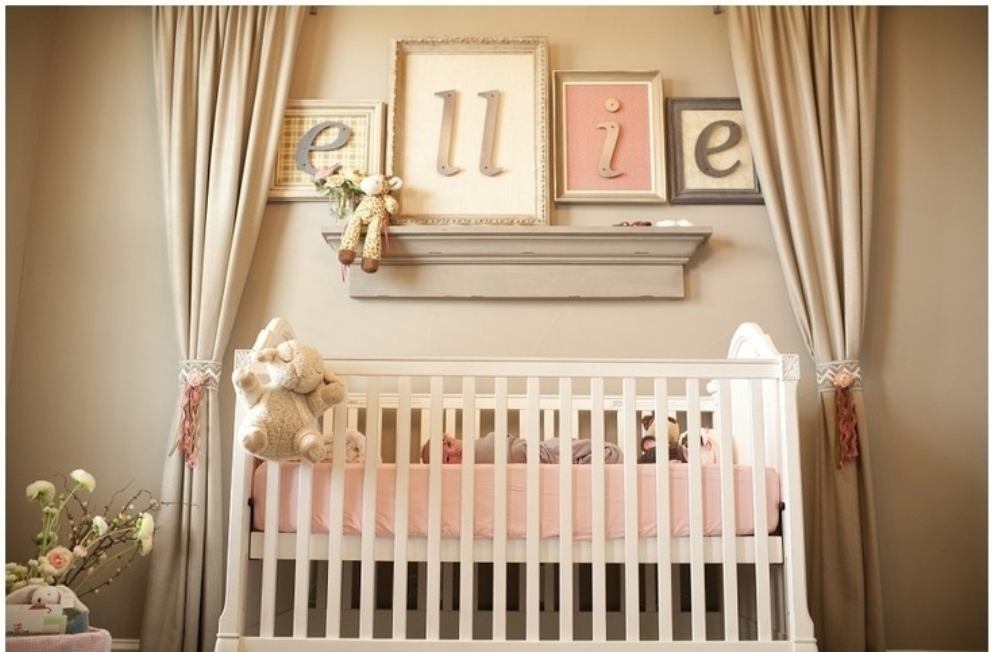 baby nursery decor pink rooms curtains romantic letters ellie framed beige bedroom opposed cute gray moss name themes decorating greige