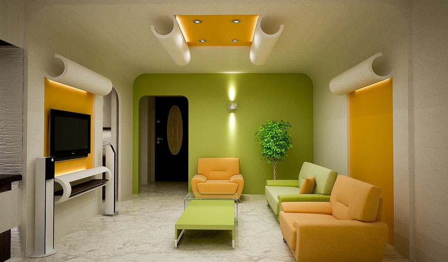 Living Room: Perfect Color For Small Living Room With Green