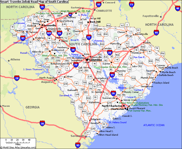 Road Map Of South Carolina And Georgia Cities And Towns Map Images