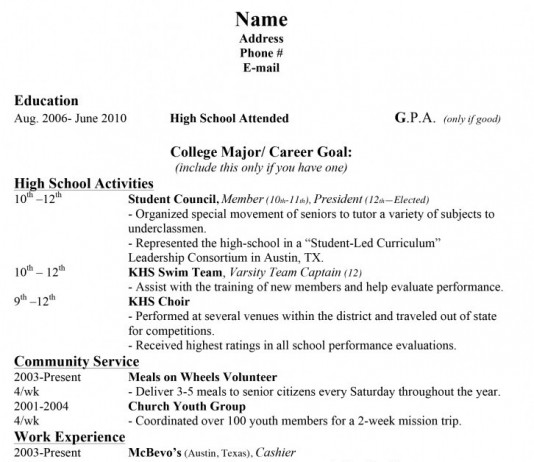 how to do a high school resume