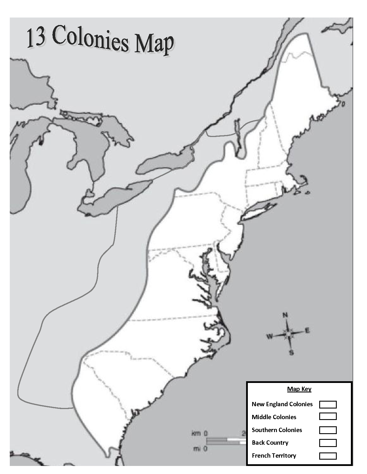 Printable Map 13 Colonies Printable Map 13 Colonies