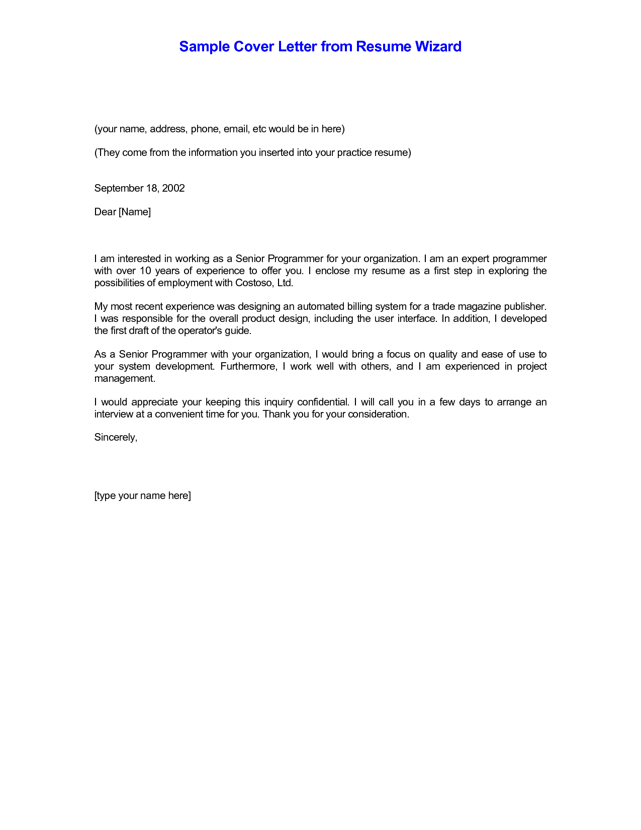 Cover Letter for Resume - Fotolip