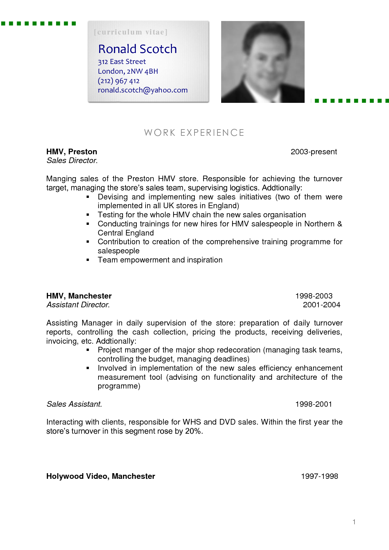 Curriculum Vitae Cv Samples - Fotolip