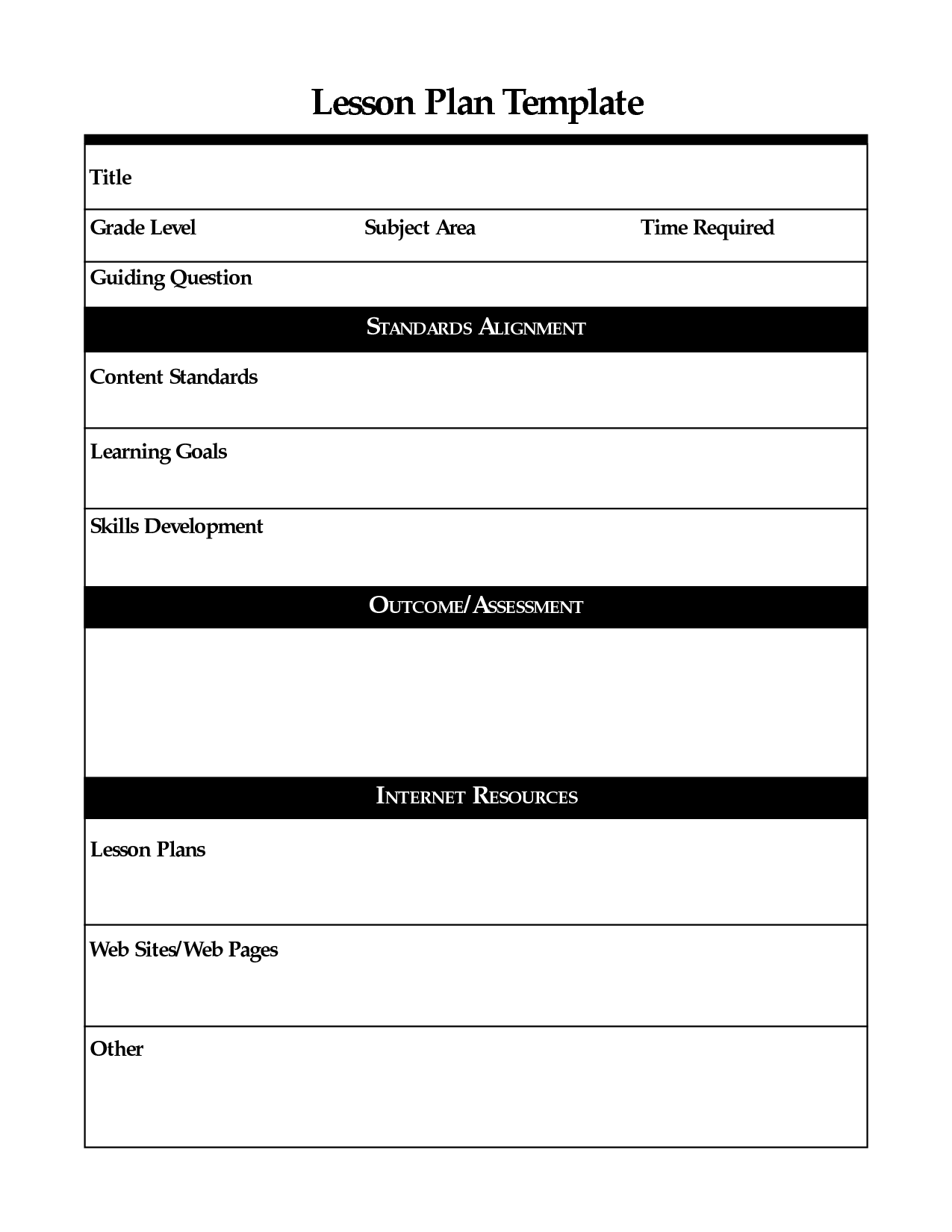 Daily Lesson Plan Template