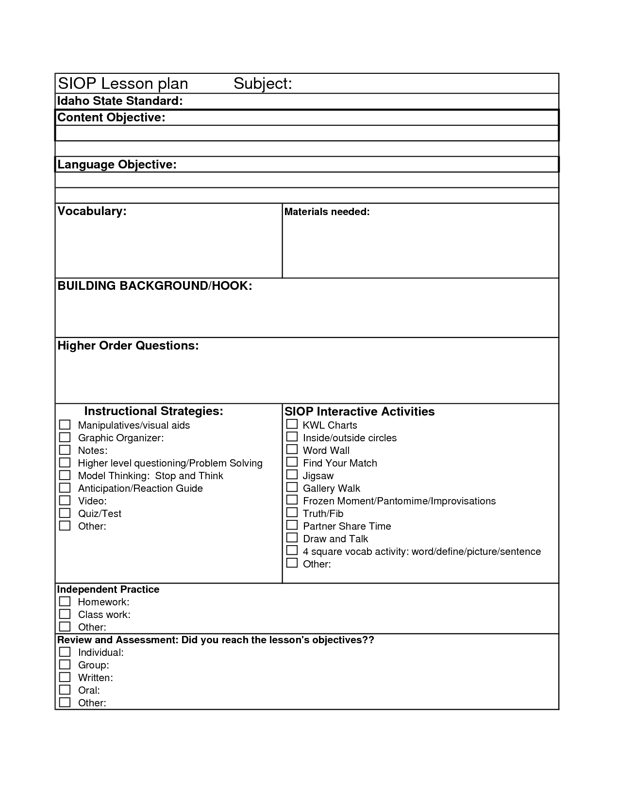 Daily Lesson Plan Template Fotolip