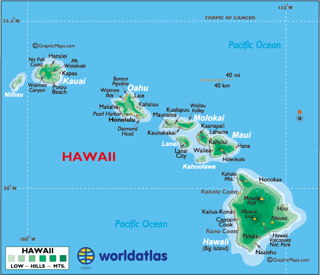 Map of Hawaii Large Color Map