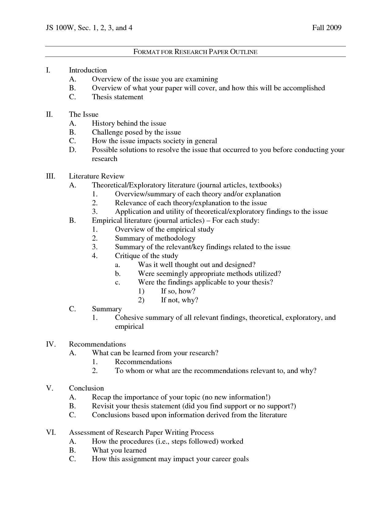 research paper outline structure