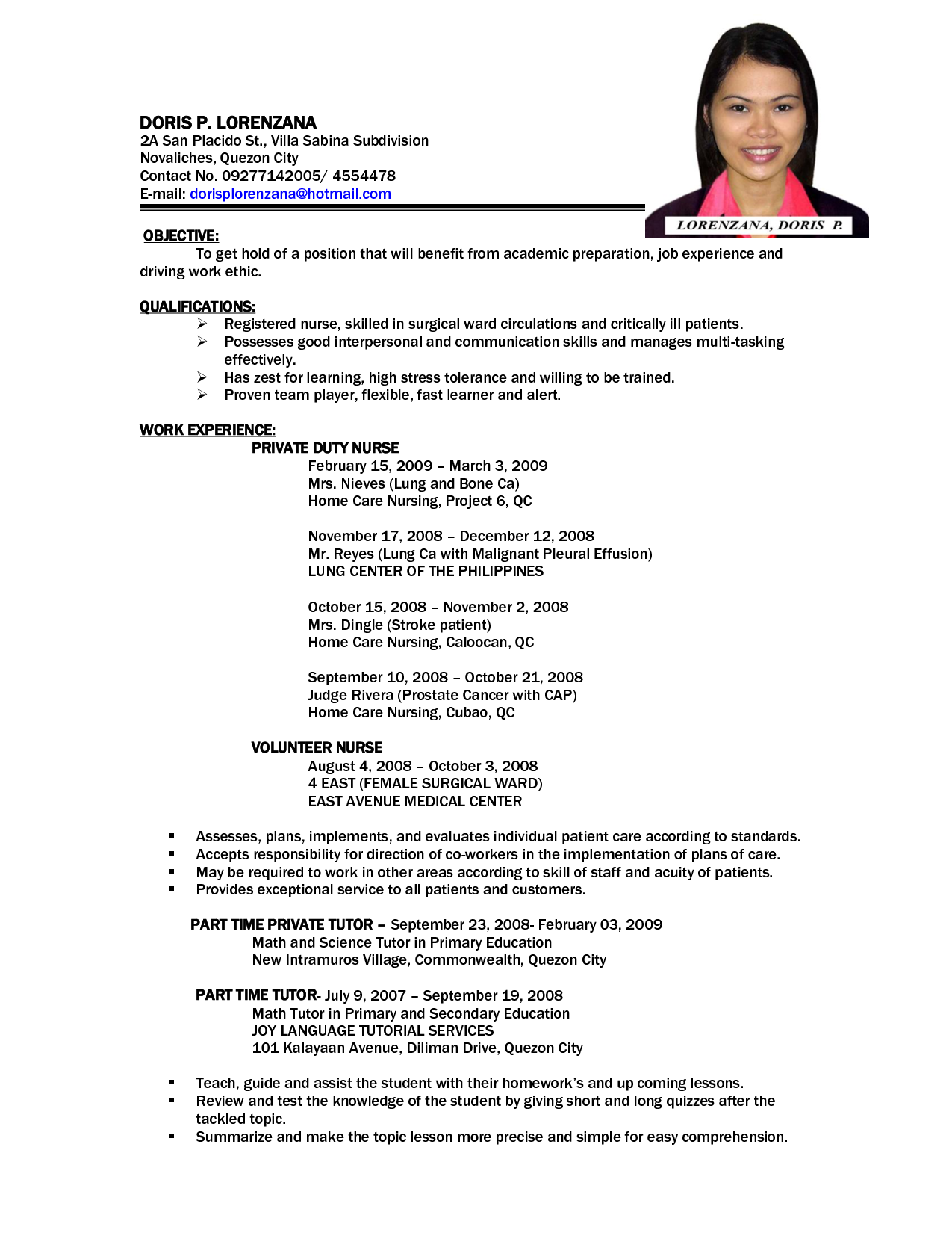 Resume Sample - Fotolip