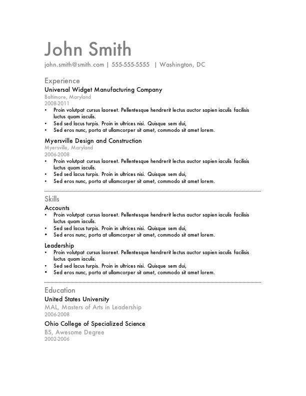 download free resume templates for word 2007