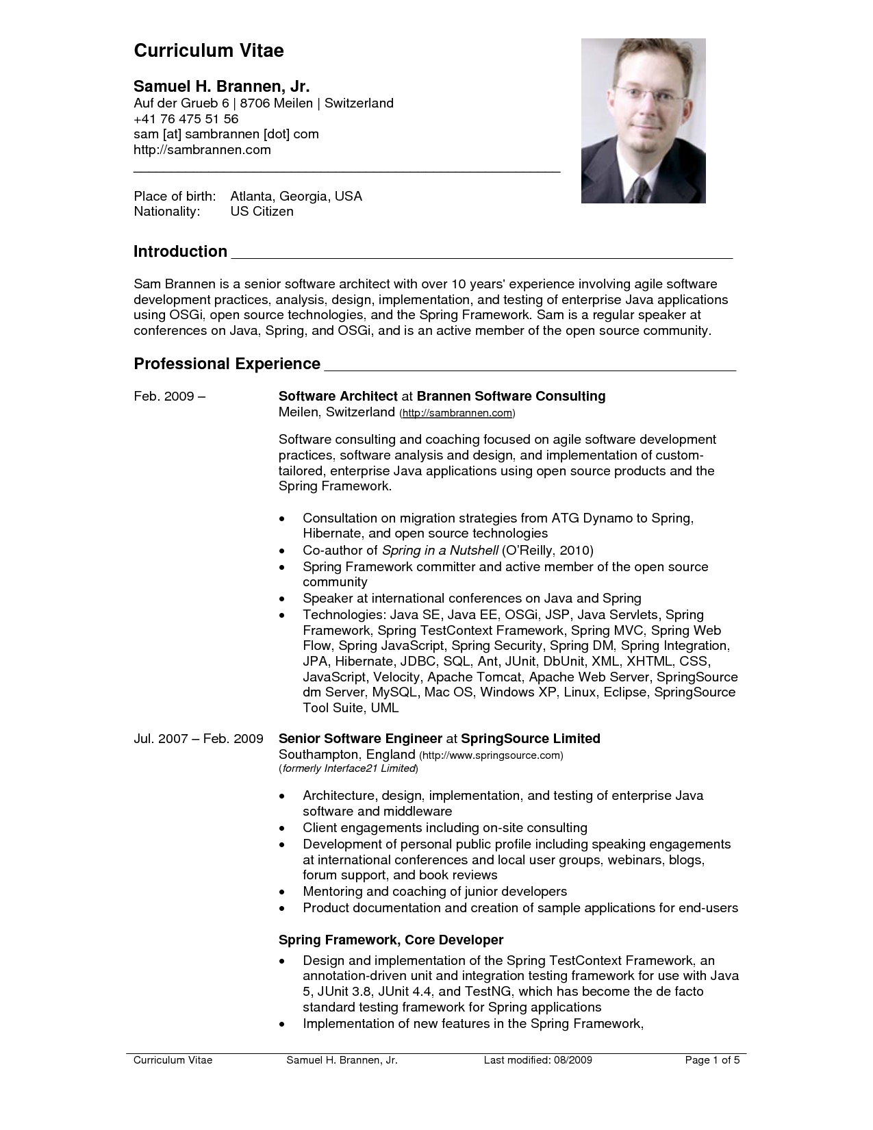 sample of cv resume