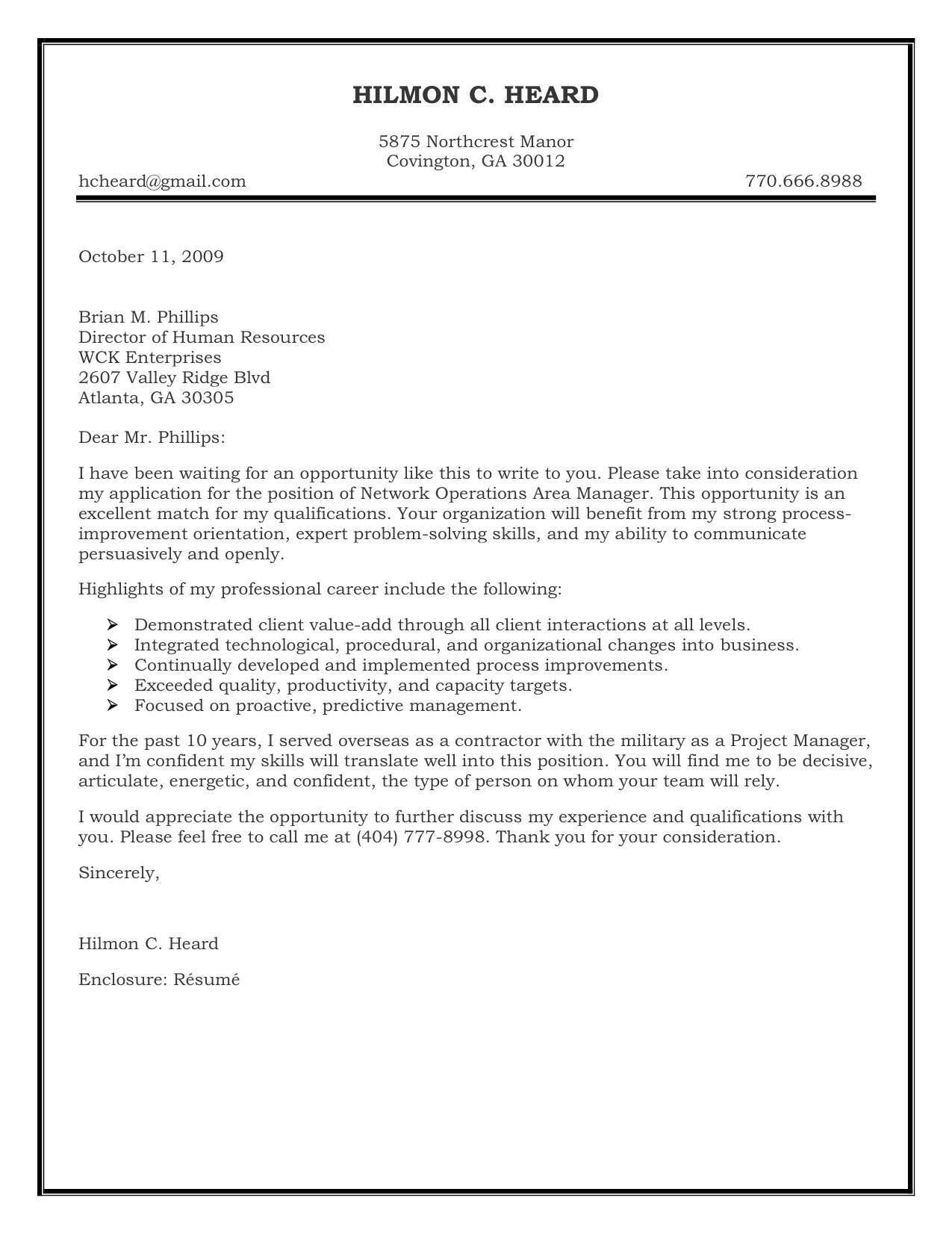 free resume cover letter examples