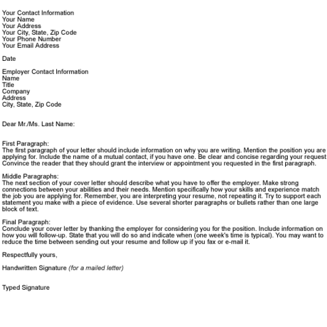 Example Of A Cover Letter