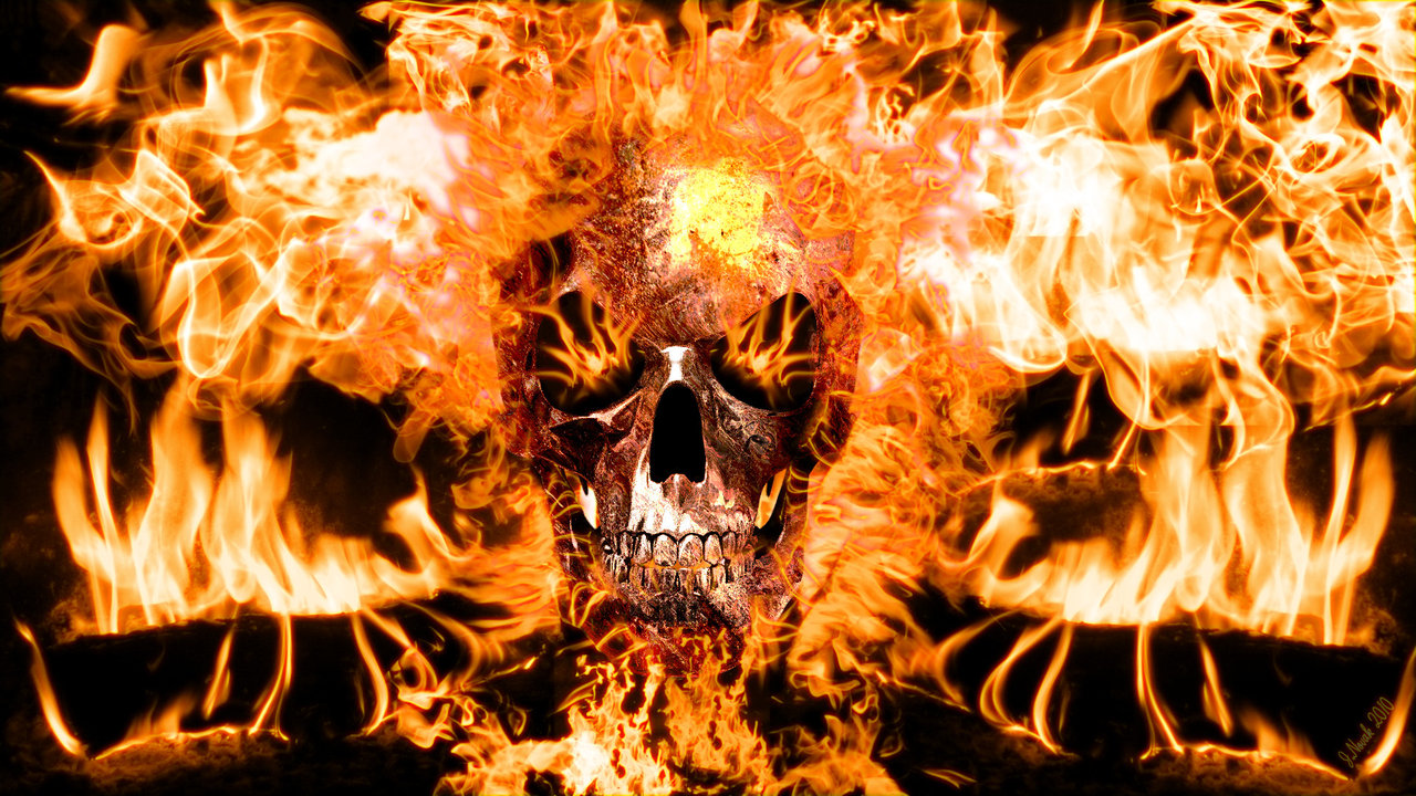 Flaming skull