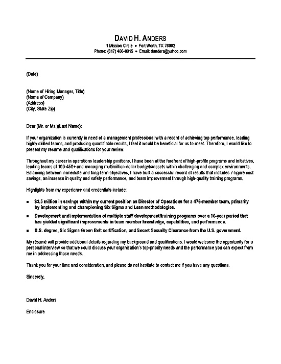 Resume Cover Letter Examples - Fotolip
