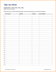Why should I create a Sign up Sheet? - 8 Sample Templates - Fotolip