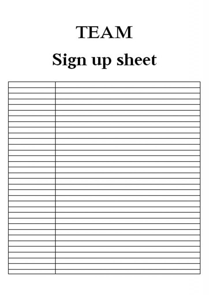 signup sheet template Team