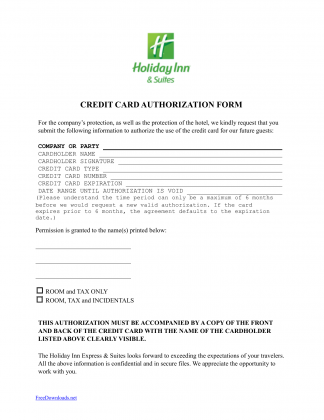 Credit Card Authorization Form