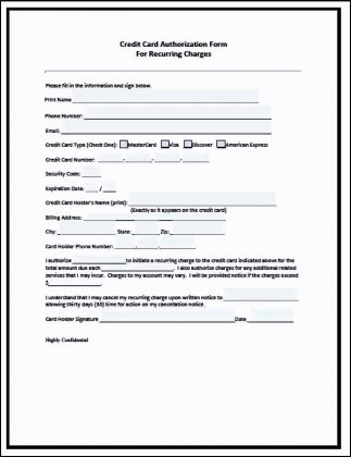 Credit Card Authorization Form