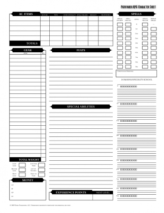 Pathfinder Character Sheet