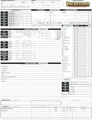 Pathfinder Character Sheet