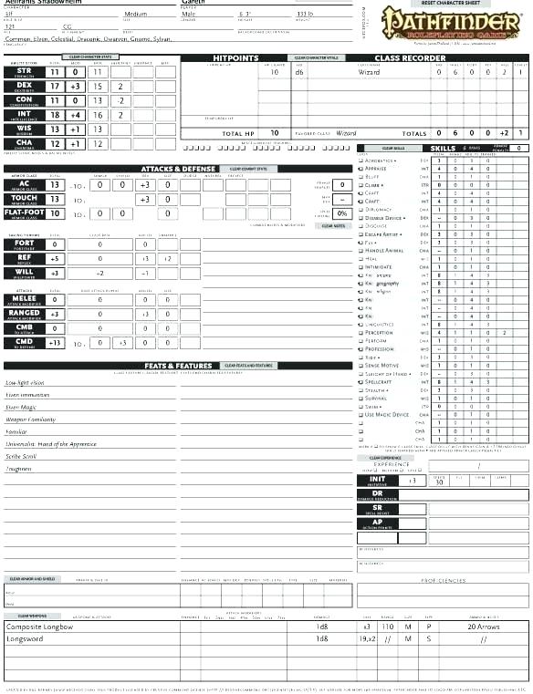 Pathfinder Character Sheet | Fotolip.com Rich image and wallpaper