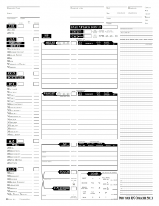 Pathfinder Character Sheet