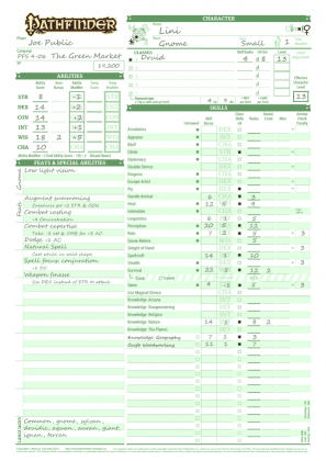 Pathfinder Character Sheet