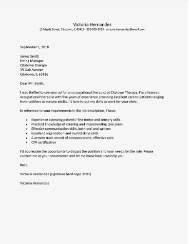 An example of cover letter