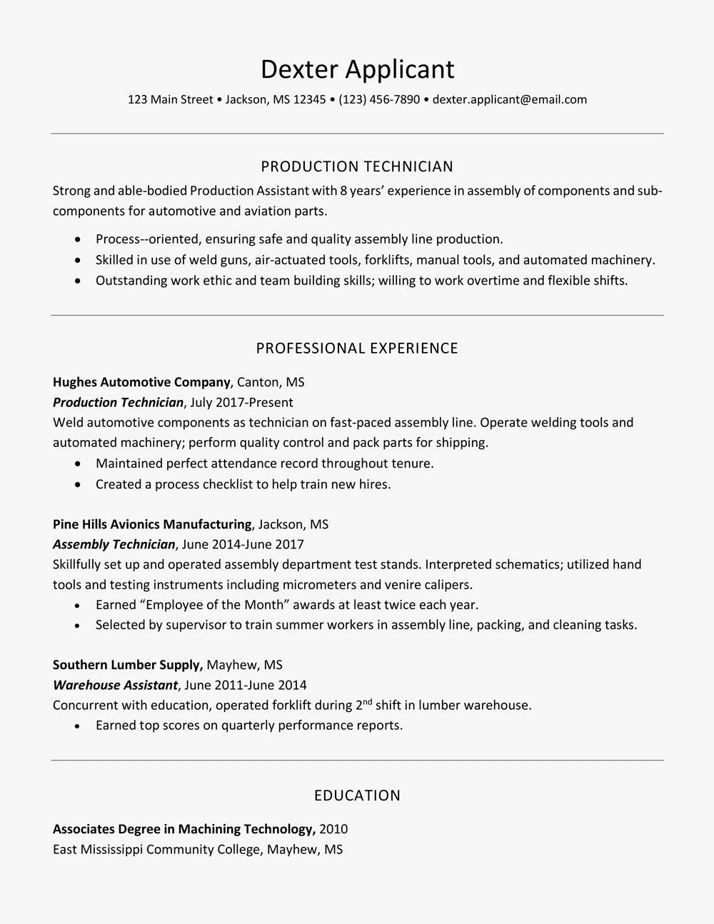 how to set up a professional resume