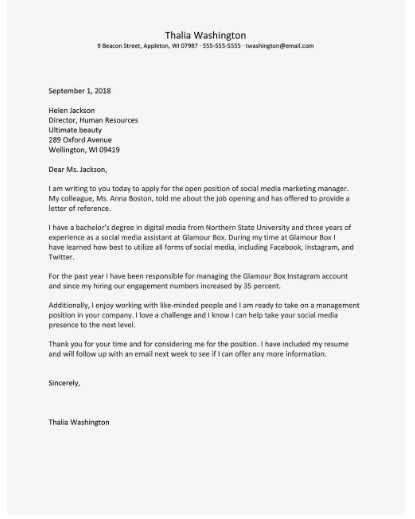 Cover Letter Template to Apply a New Job - Fotolip