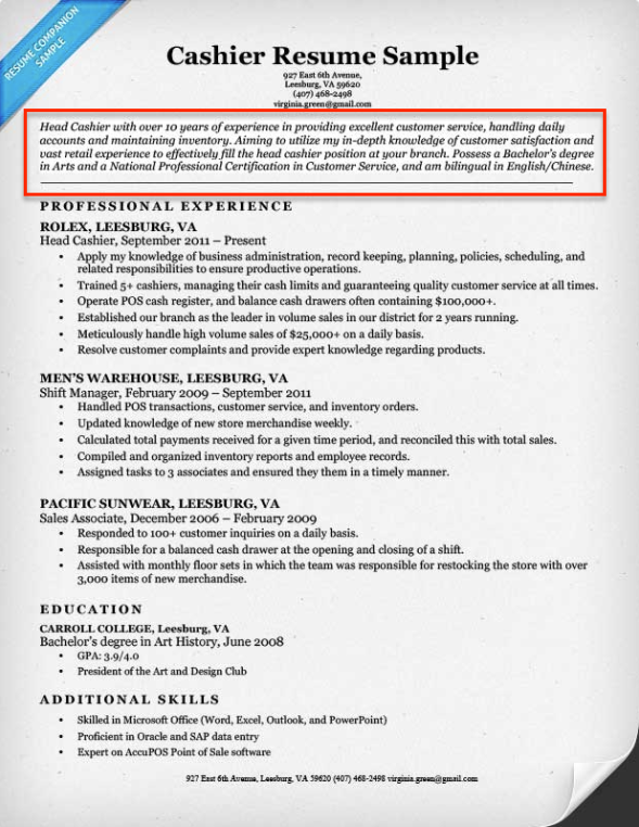 Resume Profile - resumecompanion.com